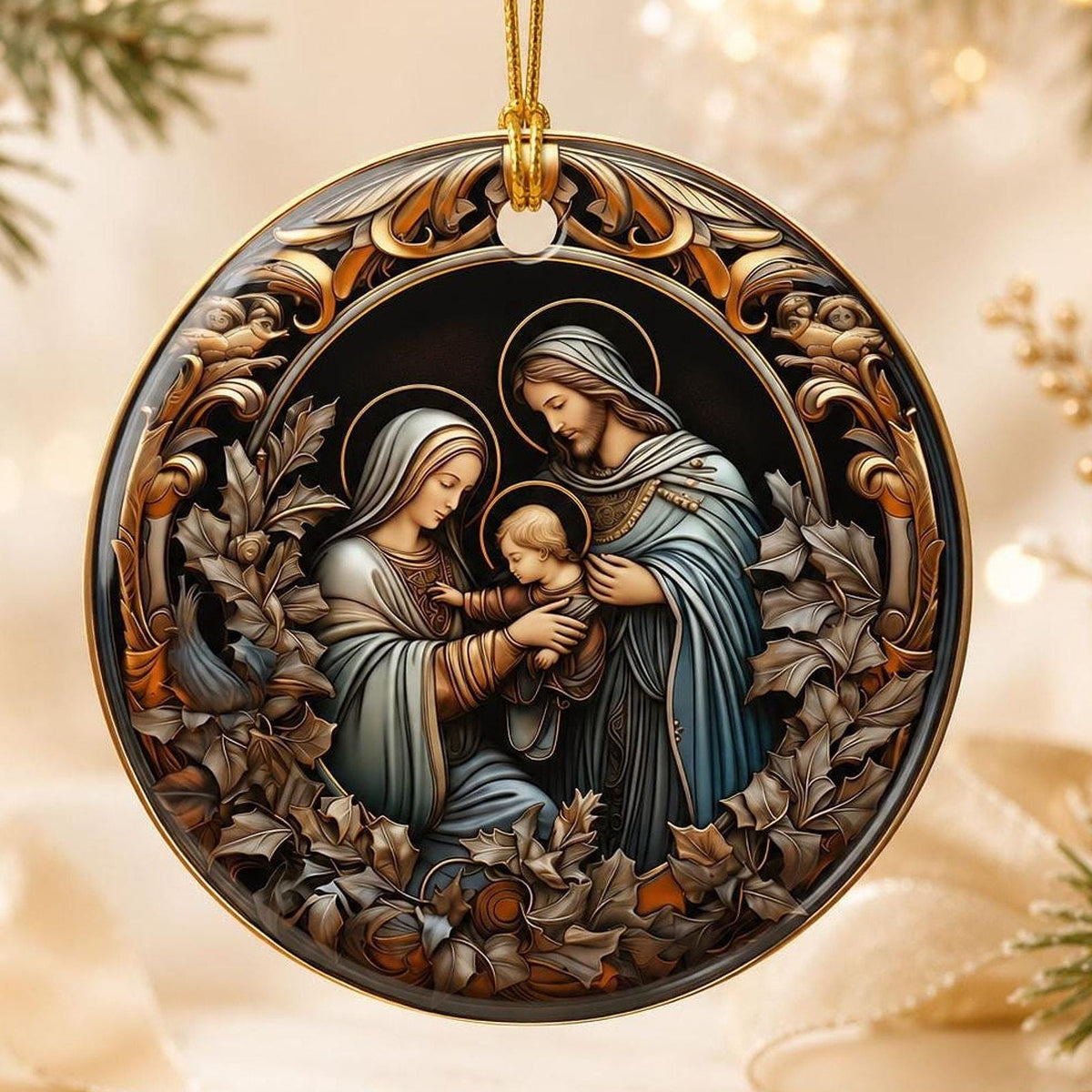 Holy Family Ornament, 3-Inch Ceramic Nativity Keepsake
