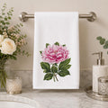 Peony Hand Towel, Pink Botanical Design, Sheared Polyester Front, 15 × 25 Inches