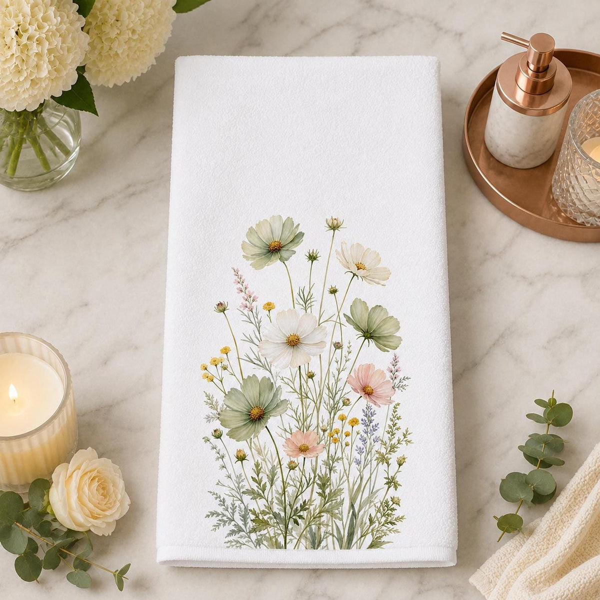 Wildflower Towel, 15 × 25 Inch Polyester Front, Cotton Terry Back
