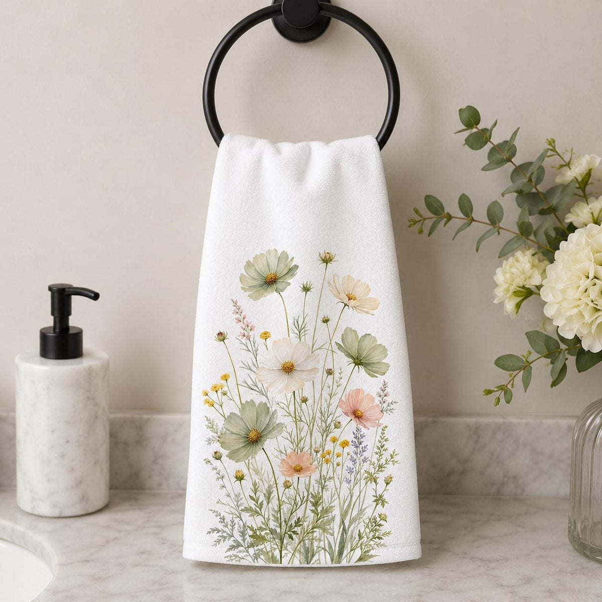 Wildflower Towel, 15 × 25 Inch Polyester Front, Cotton Terry Back
