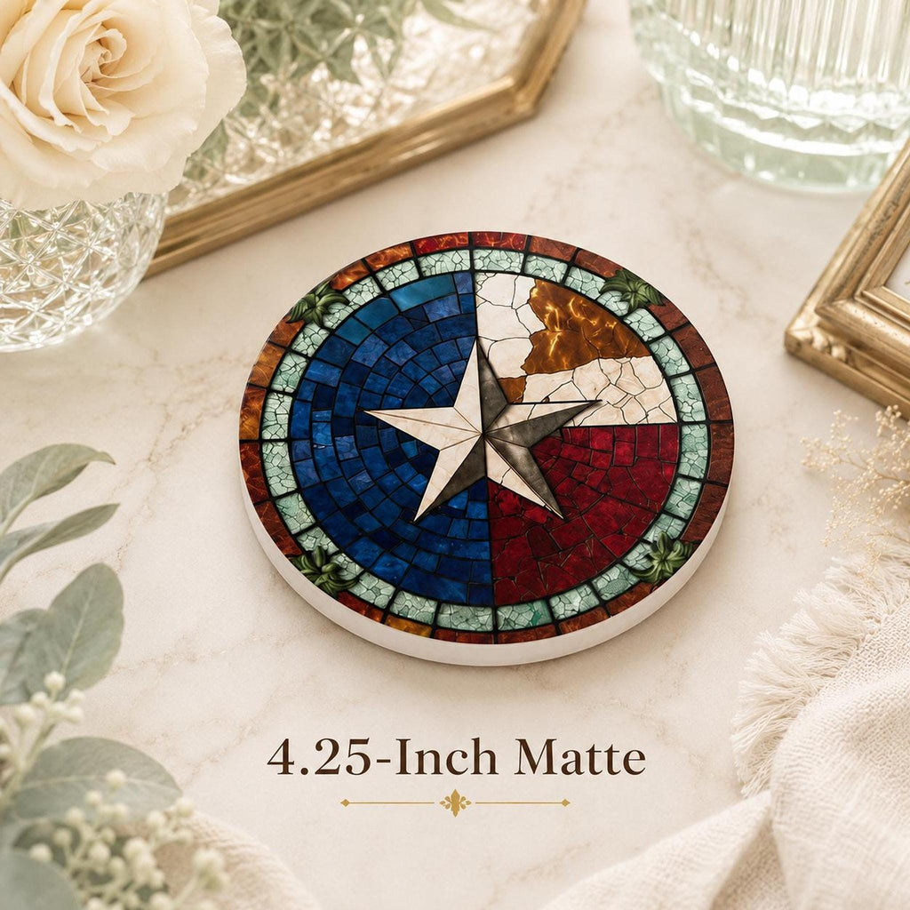 Ceramic Coaster, American Flag Design with Glossy or Matte Finish