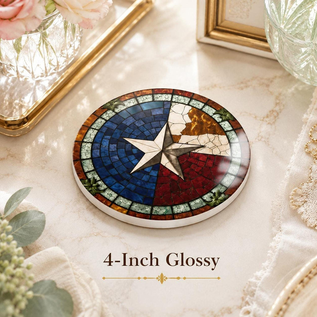 Ceramic Coaster, American Flag Design with Glossy or Matte Finish