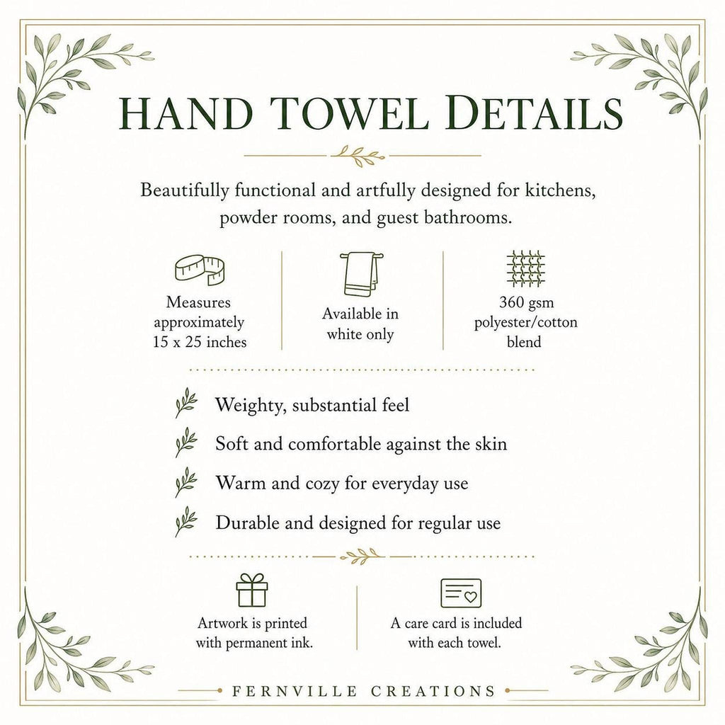 Bird Bath Decor, White Heron Fingertip Towel with Cotton Terrycloth Back
