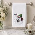 Christmas Guest Bath Snowman Hand Towel, Sheared Polyester Front, Cotton Terrycloth Back
