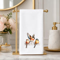 Fingertip Towel, Songbird Print with White Polyester Front and Cotton Terry Back