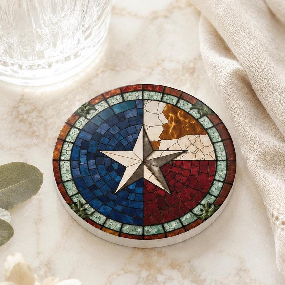 Ceramic Coaster, American Flag Design with Glossy or Matte Finish