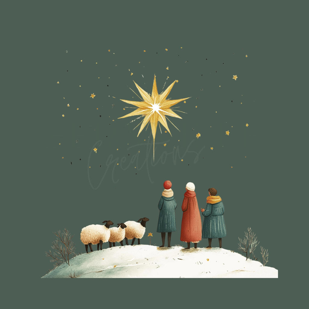 Christmas Towel, Warm White Microfiber Waffle Weave Nativity Scene