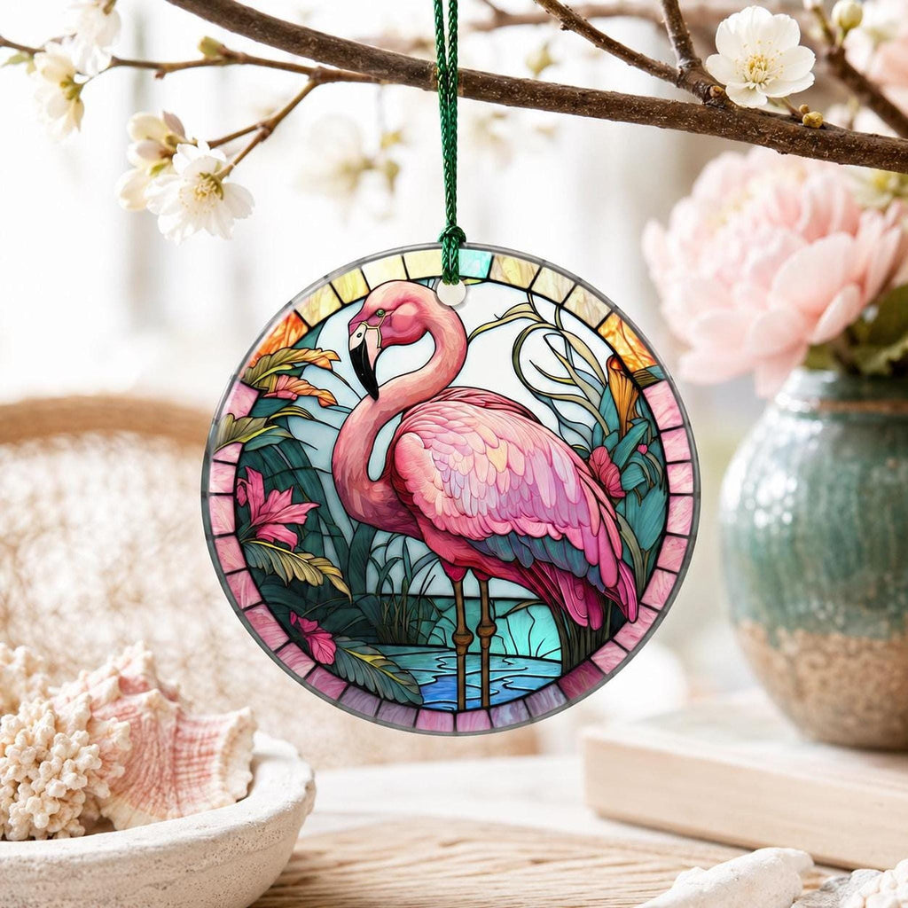 Flamingo Ornament, 3-Inch Ceramic Tropical Holiday Decor with Optional Personalization