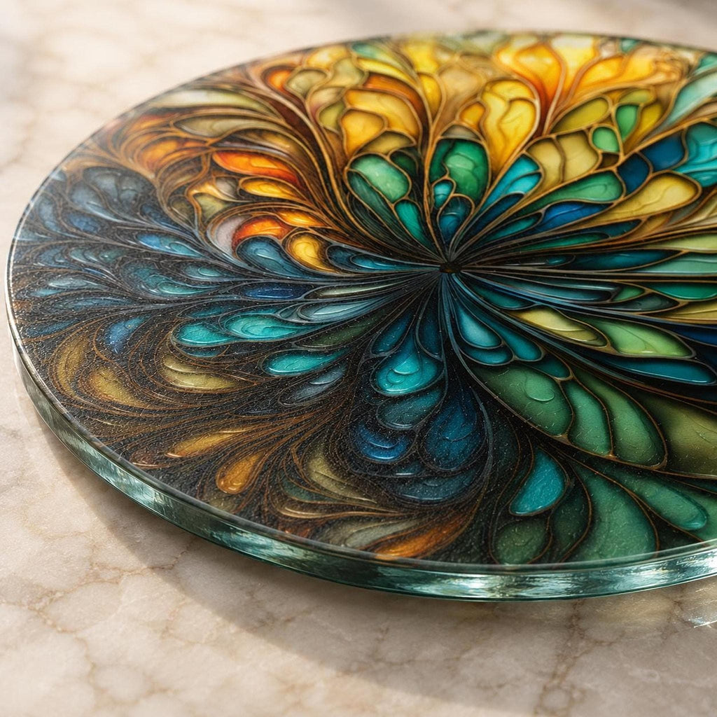 Glass Cutting Board, Round Tempered Charcuterie Serving Platter