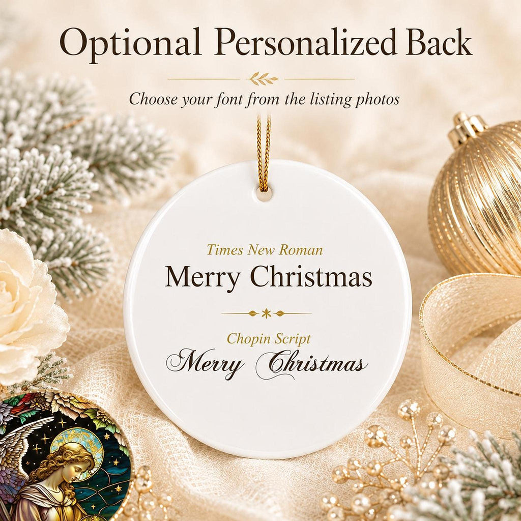 Guardian Angel Ceramic Ornament, 3-Inch Round Faith Keepsake