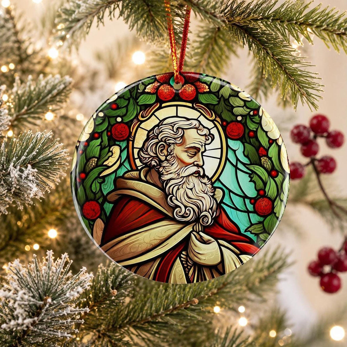 St Nicholas Ornament, 3-Inch Glossy Ceramic Christmas Keepsake