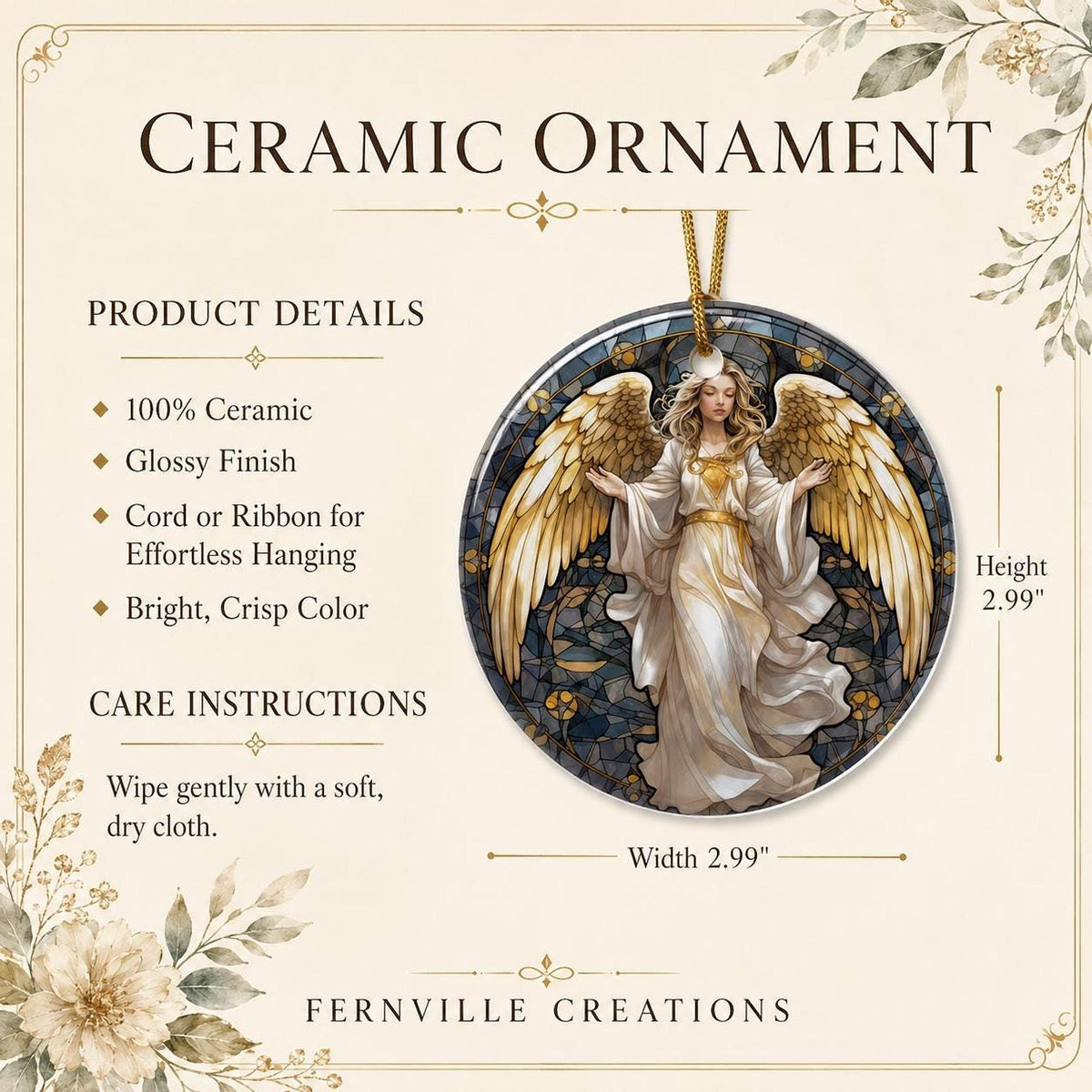 Angel Ceramic Ornament, Christmas Tree Decor, Heavenly Holiday Accent, Memorial Keepsake Gift