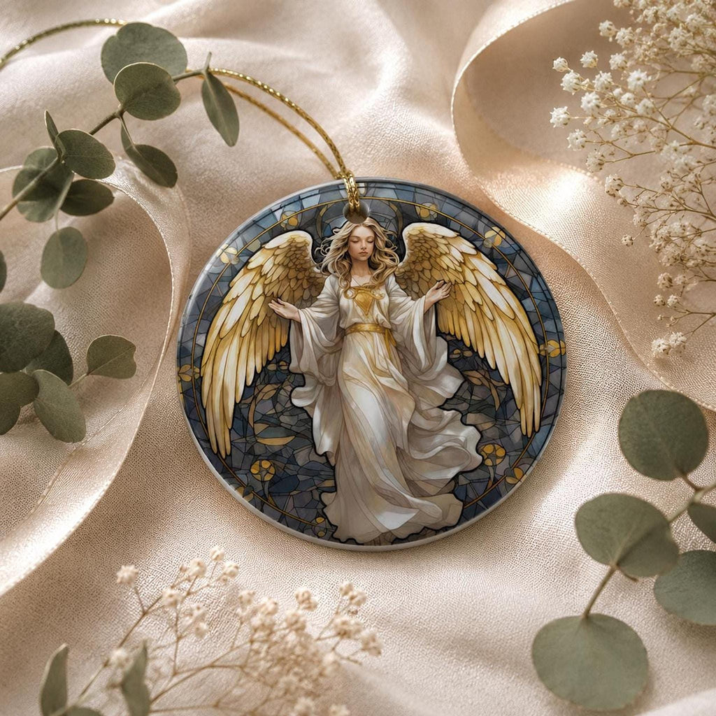 Angel Ceramic Ornament, Christmas Tree Decor, Heavenly Holiday Accent, Memorial Keepsake Gift
