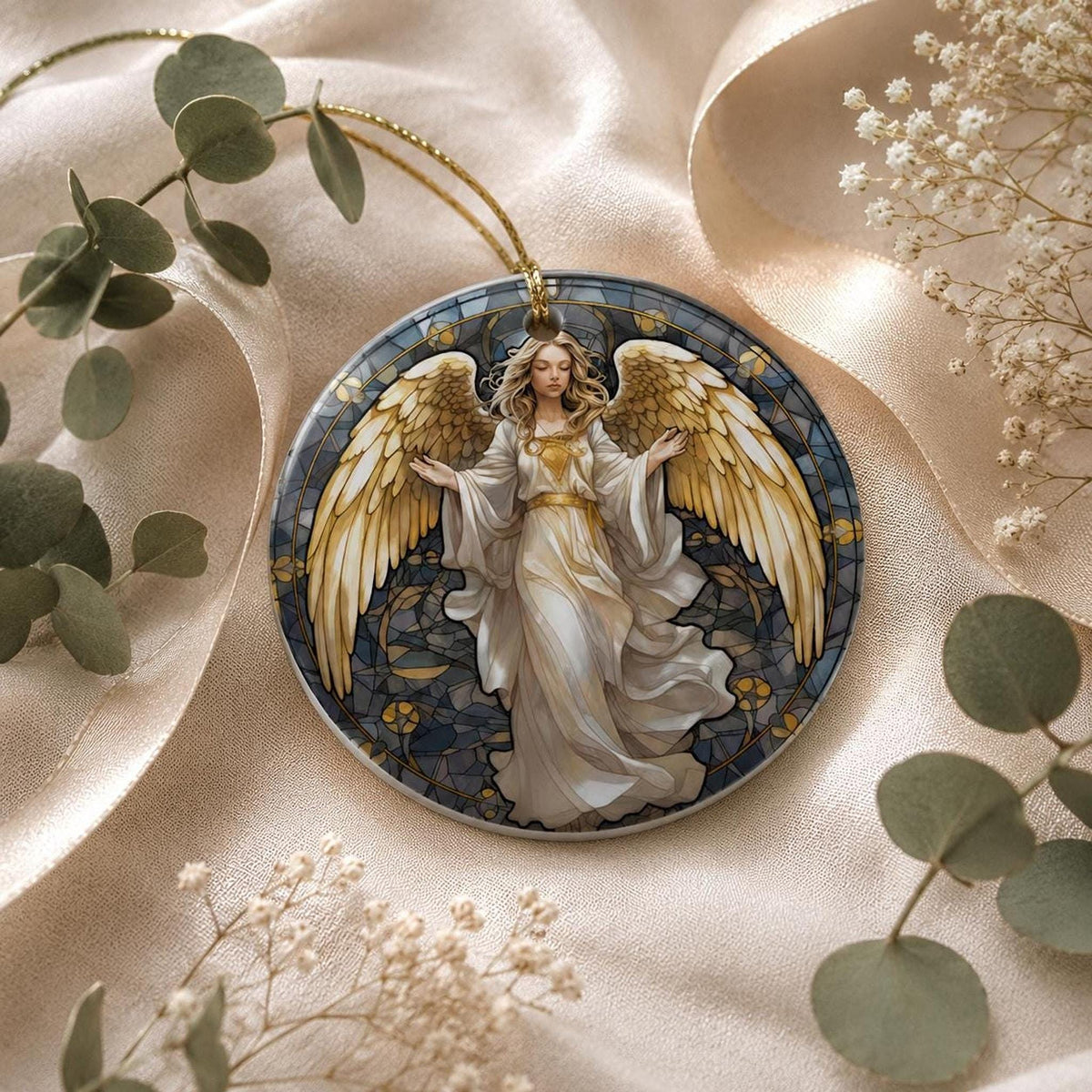 Angel Ceramic Ornament, Christmas Tree Decor, Heavenly Holiday Accent, Memorial Keepsake Gift