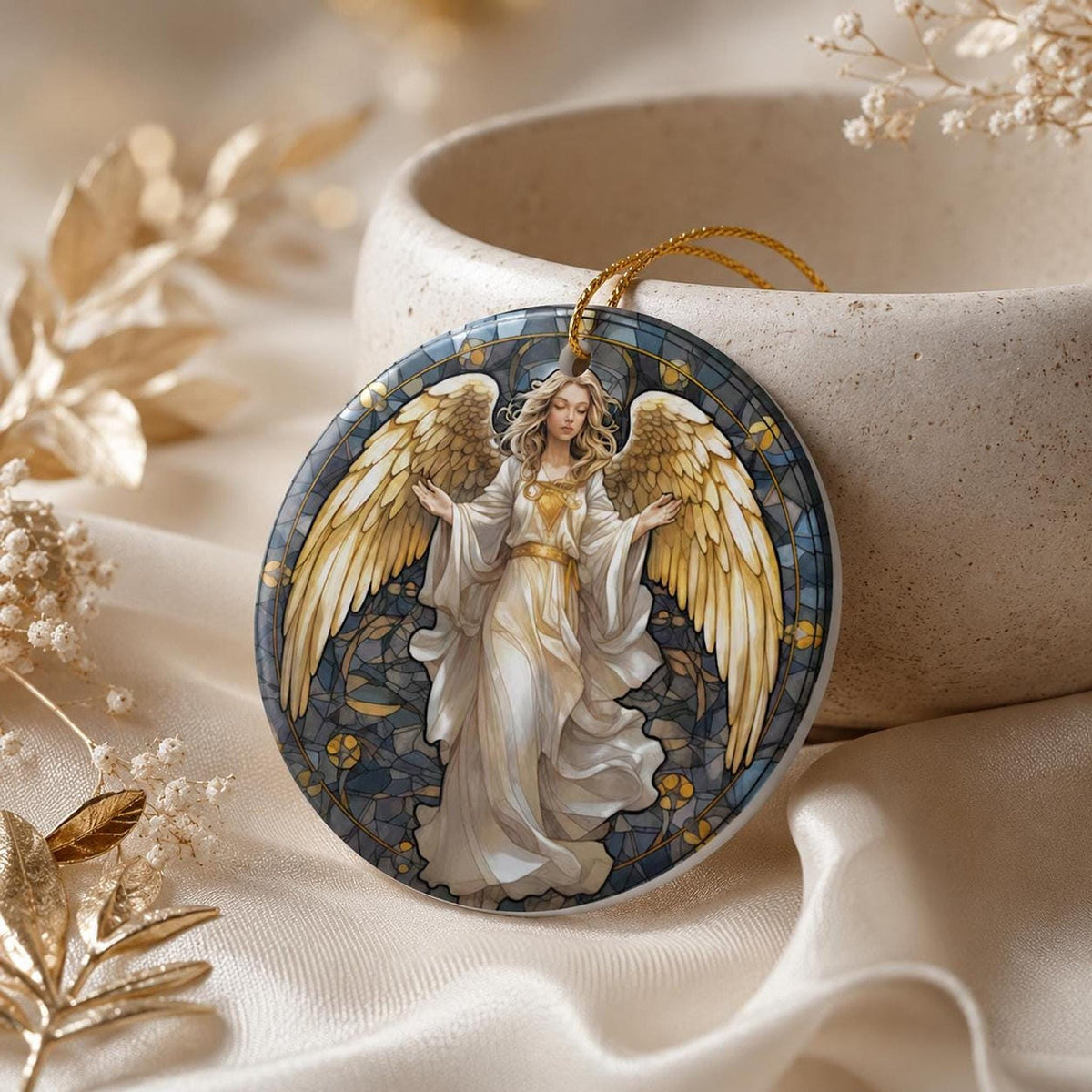 Angel Ceramic Ornament, Christmas Tree Decor, Heavenly Holiday Accent, Memorial Keepsake Gift
