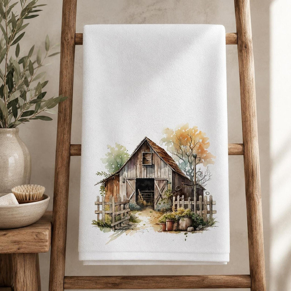 Rustic Barn Towel, 24 × 42 Inch Polyester Face, Farmhouse Bathroom Decor