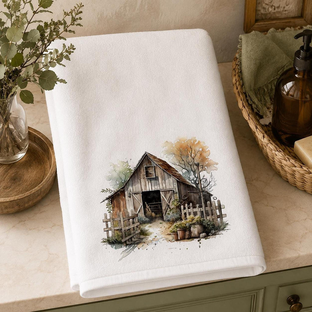 Rustic Barn Towel, 24 × 42 Inch Polyester Face, Farmhouse Bathroom Decor