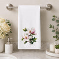 Magnolia Towel, 15 × 25 Inch Floral Bath Accent, Cotton Terry Back