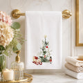 Christmas Towel, White Sheared Polyester 15 x 25 Inches with Nutcracker Sleigh Design