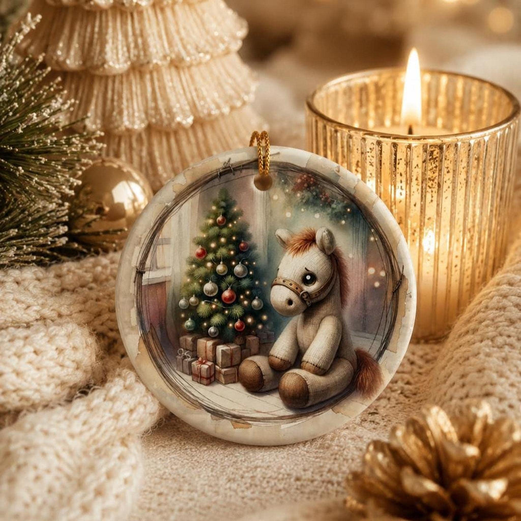 Sentimental Keepsake Ceramic Ornament, 3-Inch Round Horse Christmas Decor