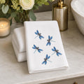 Powder Room Decor Blue Dragonfly Fingertip Towel, 11 × 18-Inch Cotton Terry Back