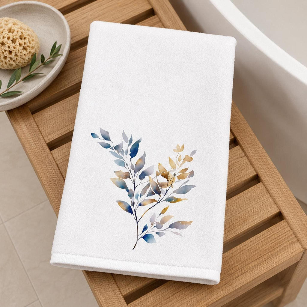 Botanical Bath Towel, White 24 × 42-Inch Watercolor Branch Design