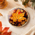 Maple Leaf Coaster, Ceramic Fall Table Accent with Glossy or Matte Finish