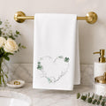Powder Room Decor, Clover Green Floral Heart Hand Towel, 15 x 25