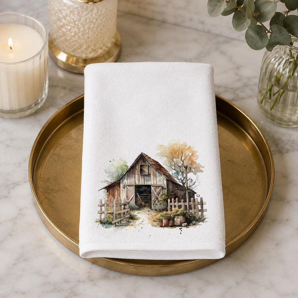Barn Hand Towel, White Sheared Polyester With Cotton Terrycloth Back