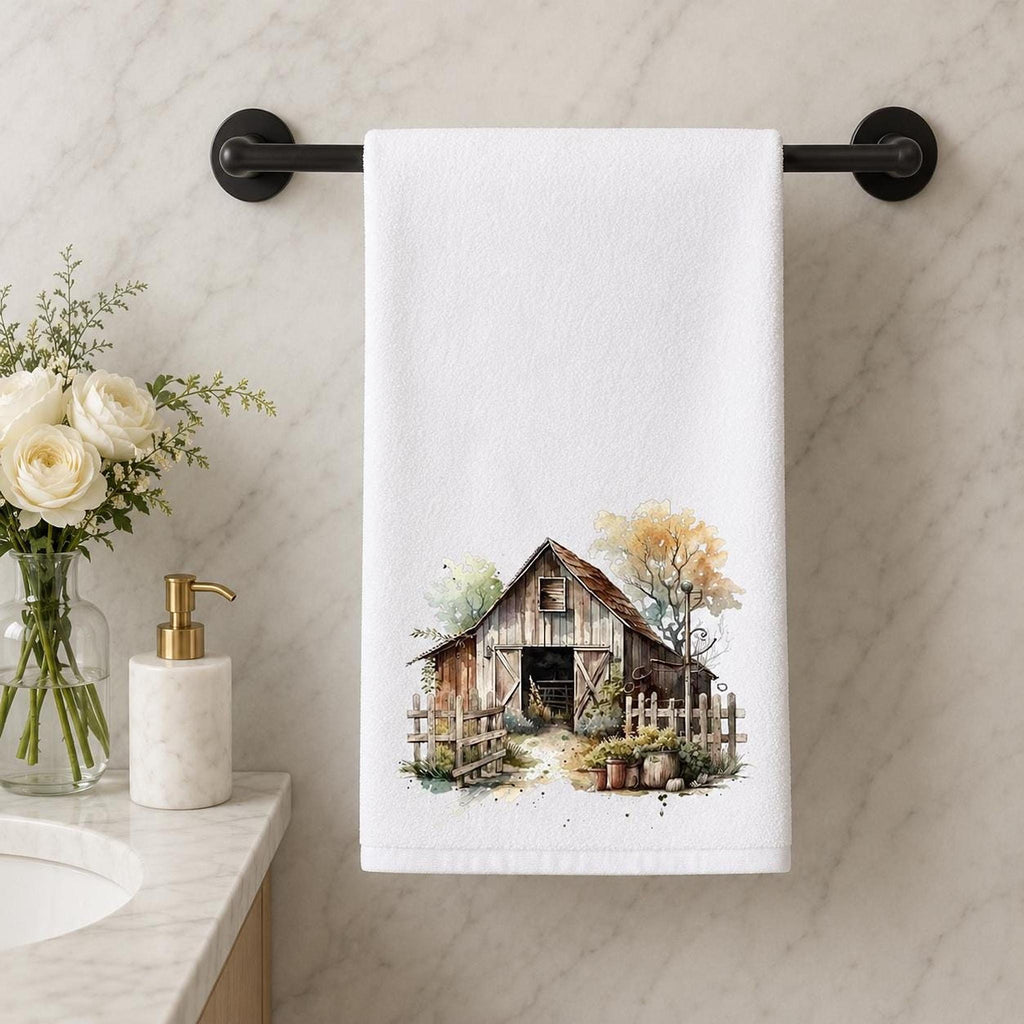 Barn Hand Towel, White Sheared Polyester With Cotton Terrycloth Back