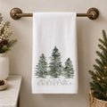 Christmas Hand Towel with Evergreen Trees, Cotton Terrycloth Holiday Bath Decor