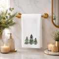 Rustic Greenery Hand Towel, White Pine Tree Decor, Cotton Terry Cloth