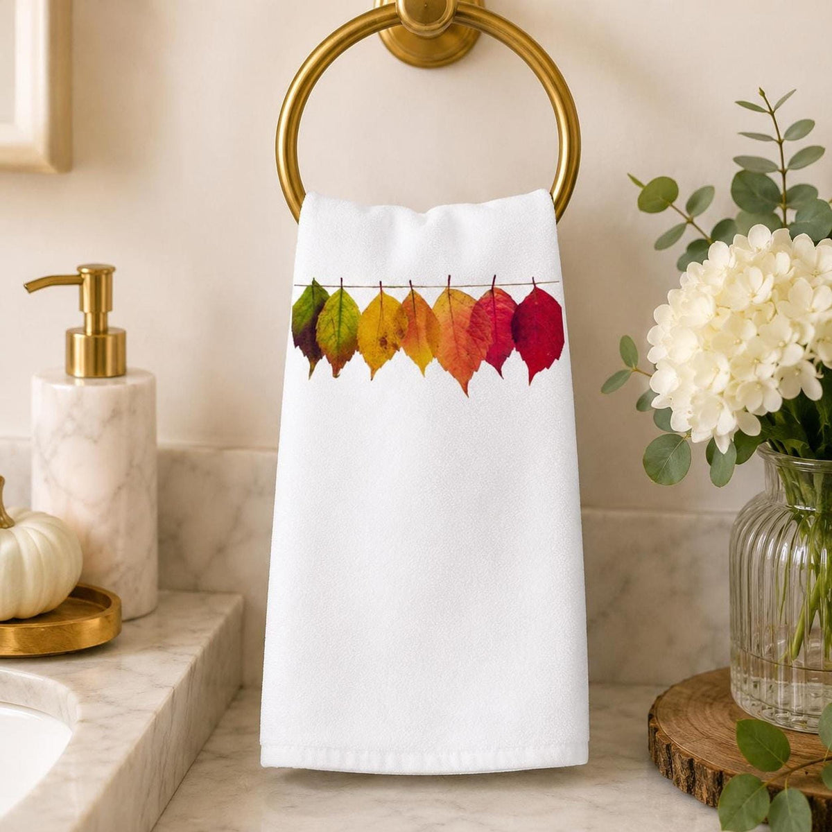 Harvest Bath White Hand Towel, Sheared Polyester Face