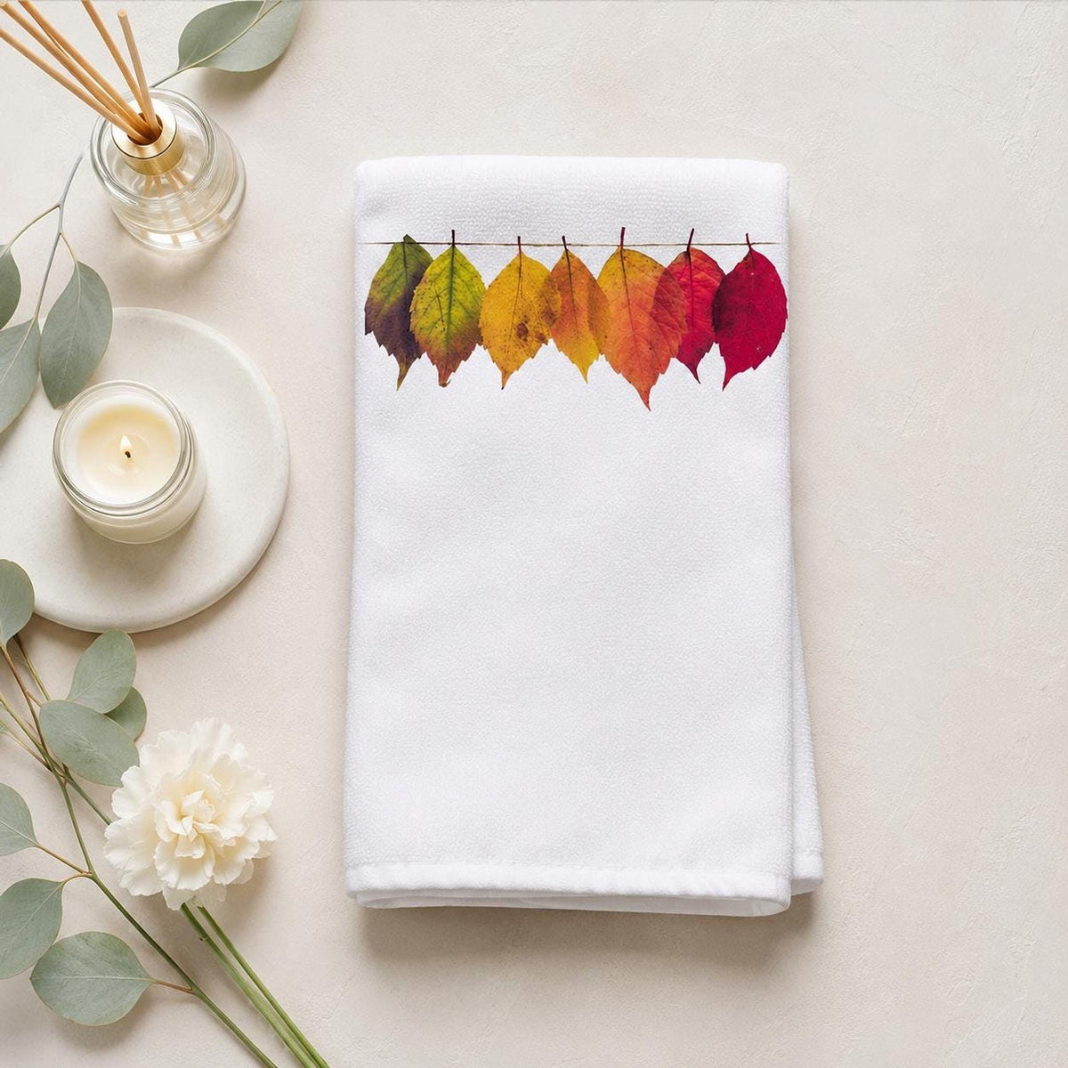 Harvest Bath White Hand Towel, Sheared Polyester Face