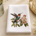 Hummingbird Fingertip Towel, Floral Guest Bath Decor, Botanical Bird Accent, Nature Lover Gift