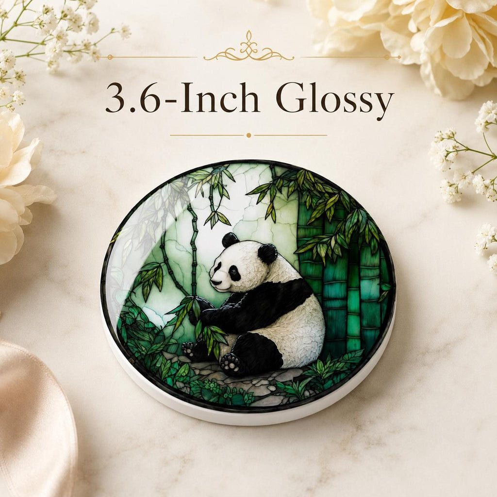 Panda Coaster, Round Ceramic Drink Mat with Bamboo Artwork