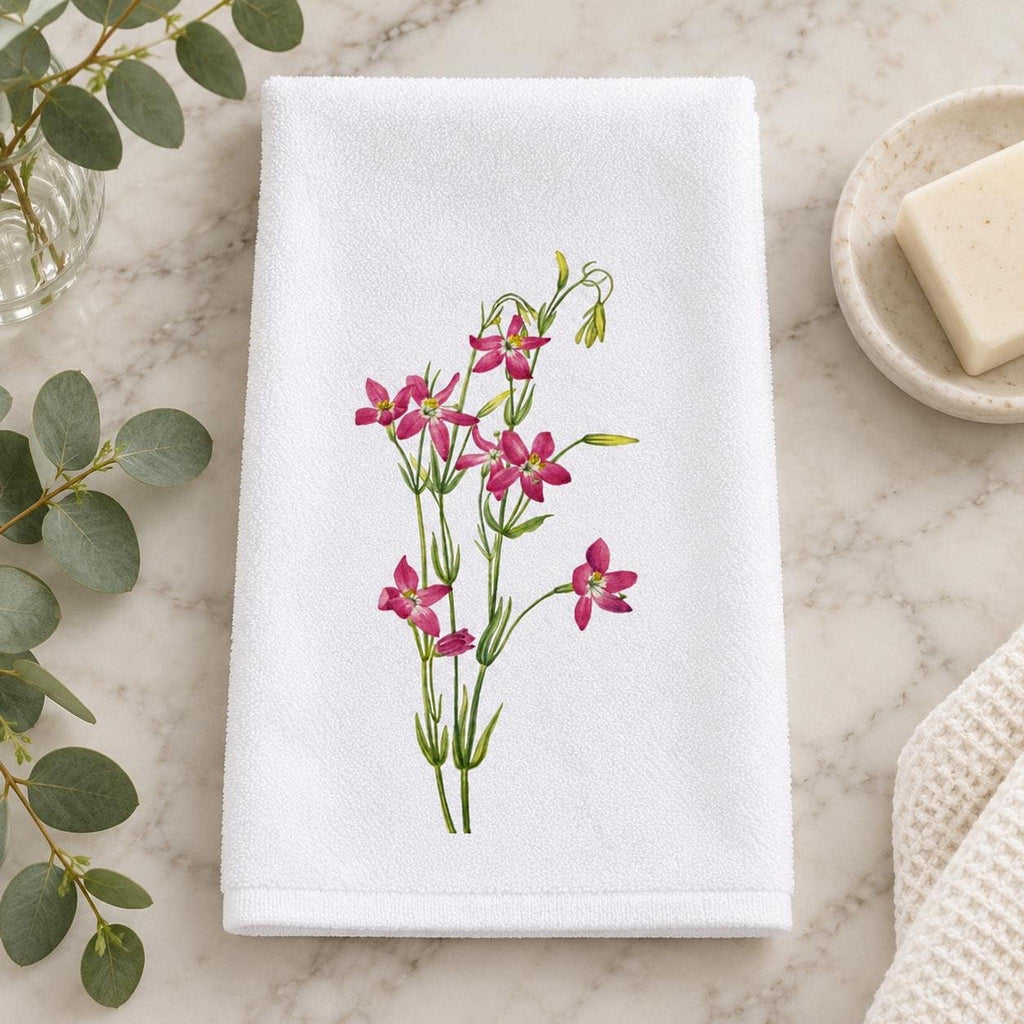 Floral Hand Towel, Pink Wildflower 15 × 25 Inch Powder Room Decor