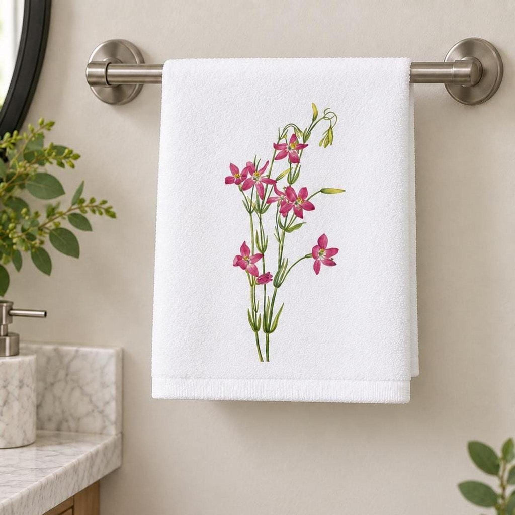 Floral Hand Towel, Pink Wildflower 15 × 25 Inch Powder Room Decor