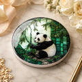 Panda Coaster, Round Ceramic Drink Mat with Bamboo Artwork