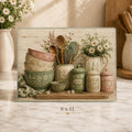 Glass Cutting Board, Chinchilla-Textured Surface, Cottage Kitchen Floral Design