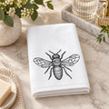 Bee Fingertip Towel, Black White Guest Bath Decor, 11 × 18 Inch Cotton Terry