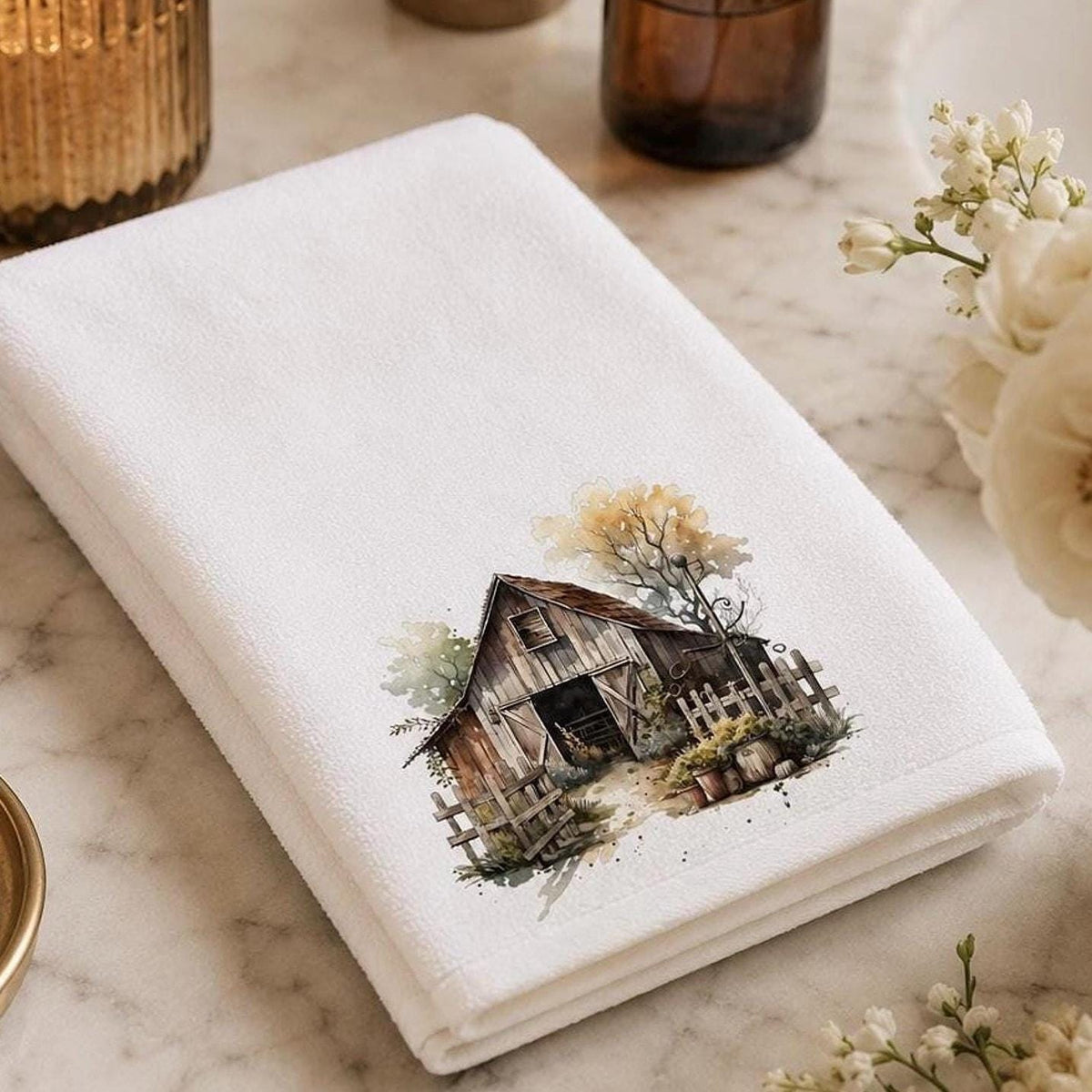 Rustic Barn Towel, Farmhouse Fingertip for Cozy Decor