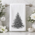 Christmas Hand Towel, Black And White Tree Art, 15 × 25-Inch Powder Room Decor