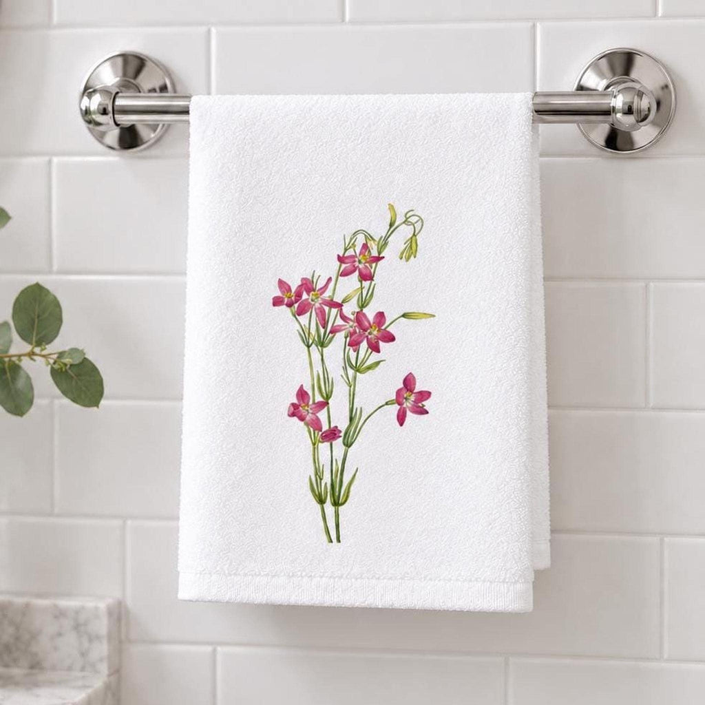 Floral Hand Towel, Pink Wildflower 15 × 25 Inch Powder Room Decor
