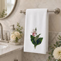 Pink Lady Slipper Hand Towel, Botanical Bathroom Decor, Wildflower Guest Towel, Garden Lover Gift