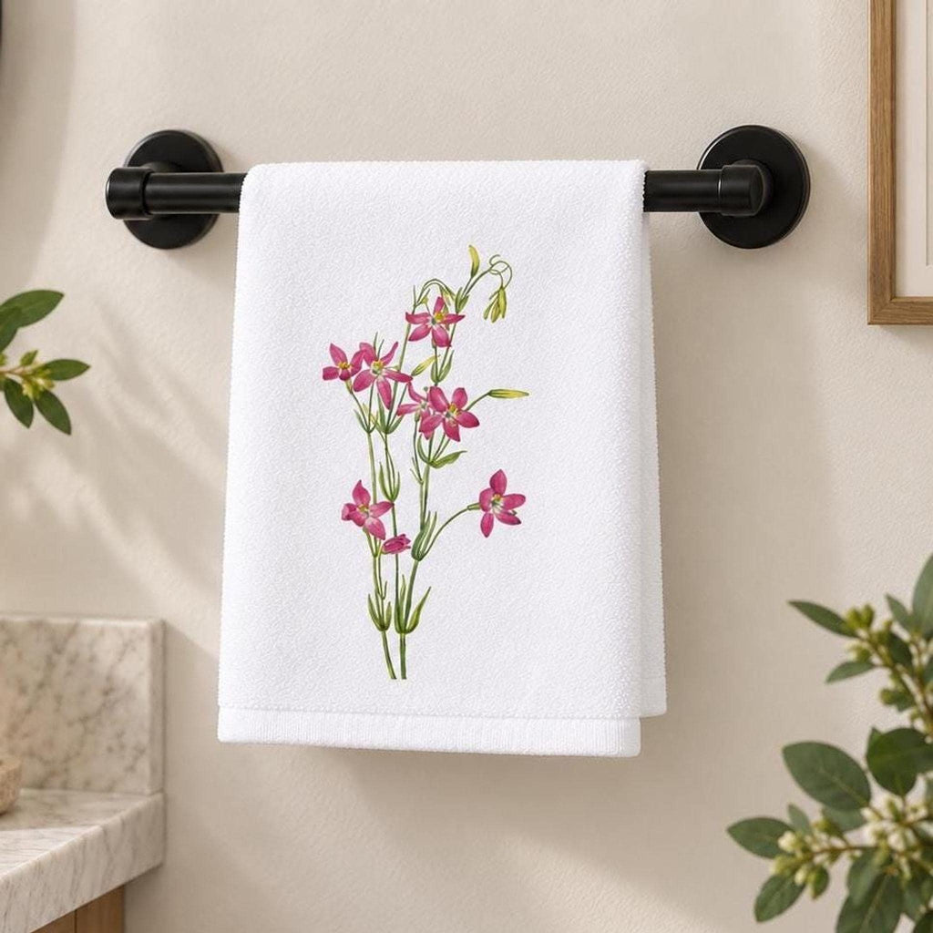 Floral Hand Towel, Pink Wildflower 15 × 25 Inch Powder Room Decor