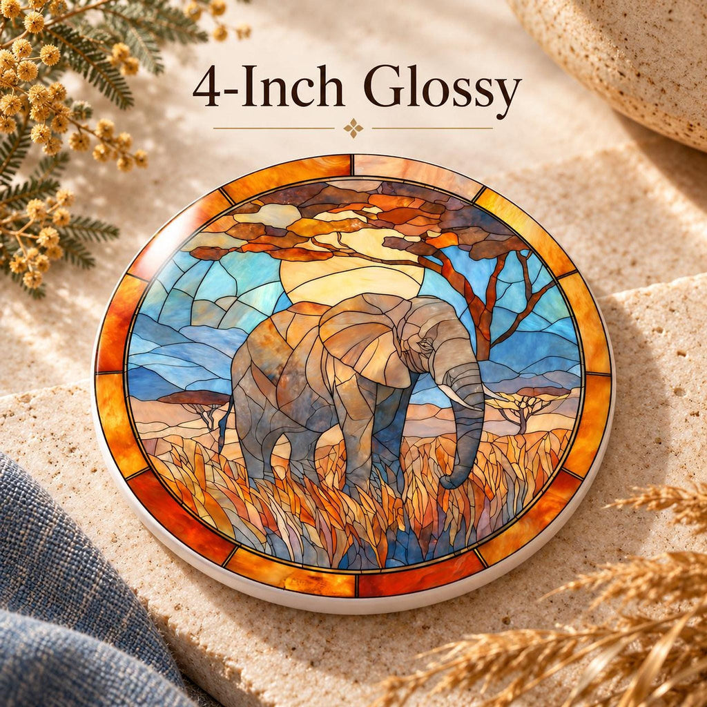 Elephant Coaster, Ceramic Safari Decor with Glossy or Matte Finish