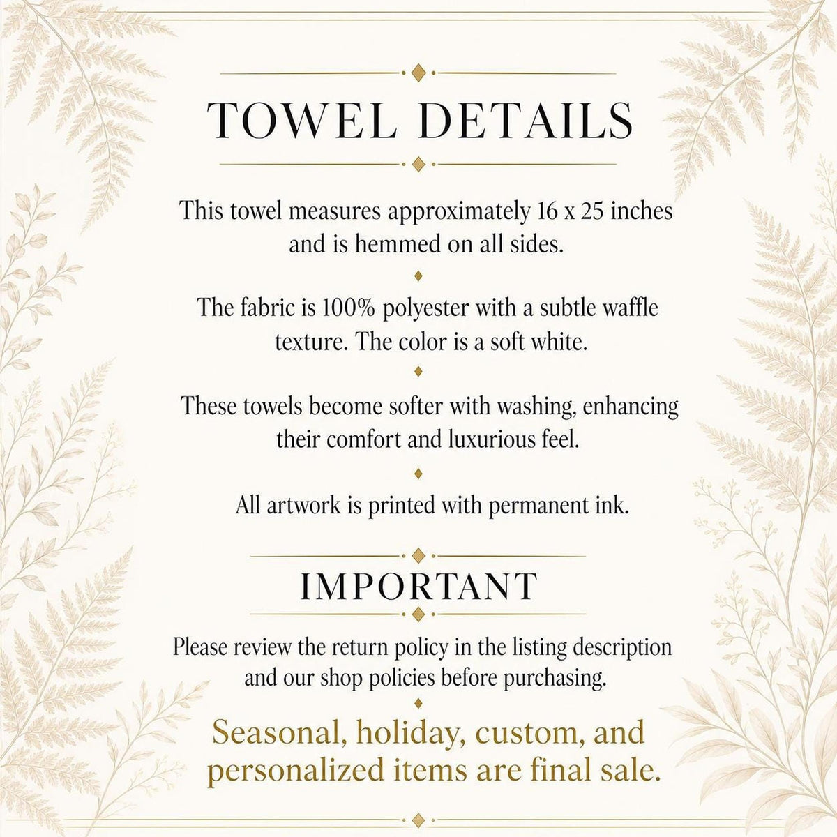 Waffle Kitchen Towel, White Microfiber Maple Leaf Fall Tea