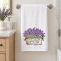 Lavender Bath Towel, 24 × 42 Inch Cotton Terry Farmhouse Floral Accent