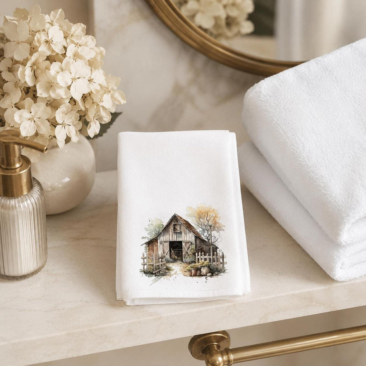 Rustic Barn Towel, Farmhouse Fingertip for Cozy Decor